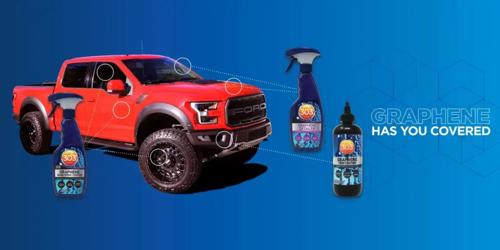 Car surface with deep glossy finish after 303 Graphene Nano Spray Coating