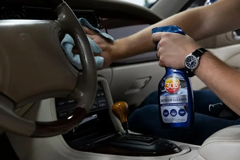 Protecting car door panels with 303 Protectant for long-lasting shine
