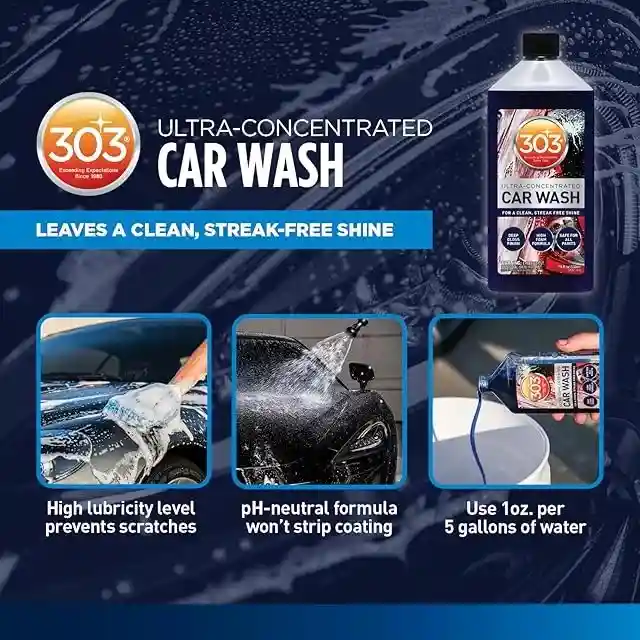 303 Products Car Wash with Wash Mitt - High Foam Formula - Ultra Concentrated Formula 