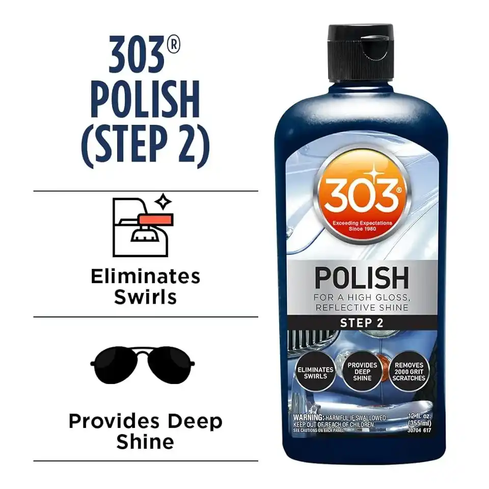 303 Polish  for High Gloss, Reflective Shine - Eliminates Swirls - Provides Deep Shine to Paint  Removes 2000 Grit Scratches 