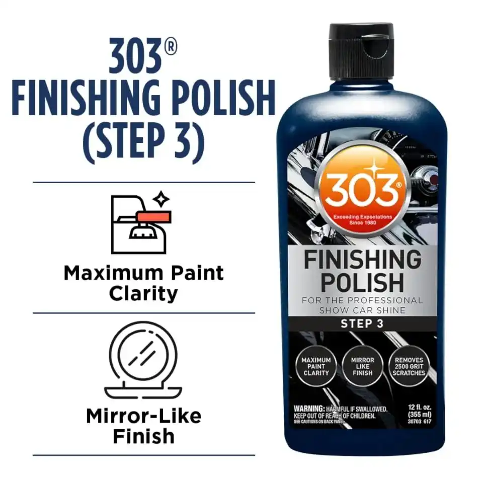 303 Products Finishing Polish for The Professional Show Car Shine - Maximum Paint Clarity - Mirror Like Finish  Removes 2500 Grit Scratches